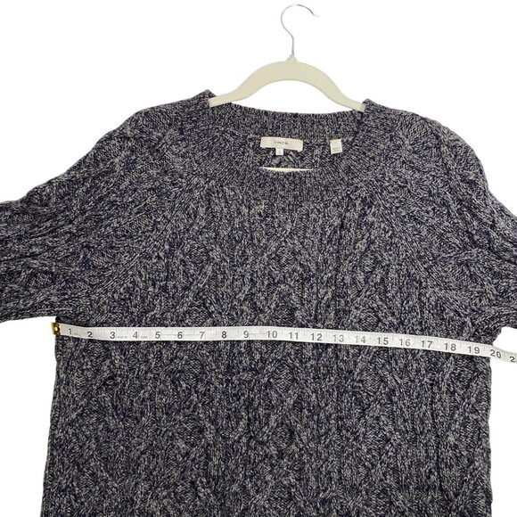 Vince Cable Knit chunky Sweater S Gray blue Merino Cashmere Blend fisherman - Picture 9 of 11